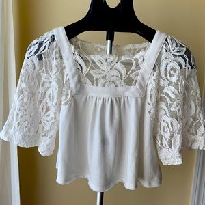 Free People cropped lace sweatshirt